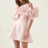 Spliced Flower Halter Mini Dress