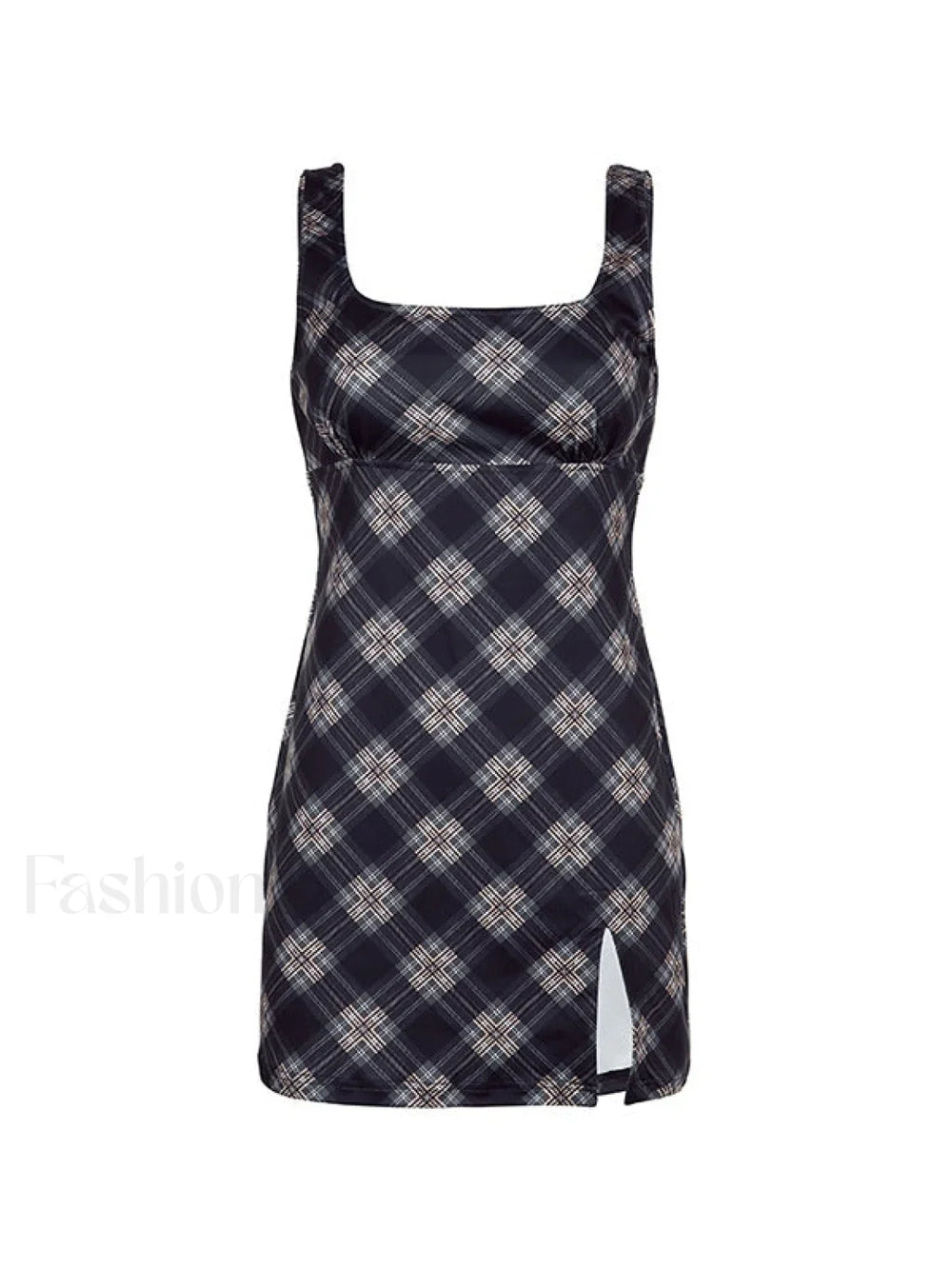 Split Sleeveless Checkered Mini Dress Mini Dresses