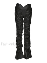 Stacked Low Waist Pu Pants Black / S Pants