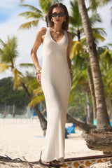 Strapless Knit Bodycon Work Dress Beige / S