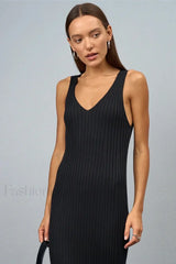 Strapless Knit Bodycon Work Dress Black / S