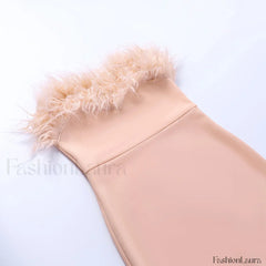 Strapless Slit Bodycon Cocktail Midi Dress Pink L / Pink Party Dresses L