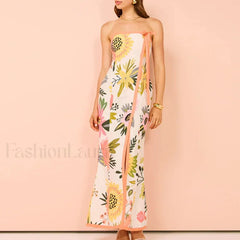 Strapless Split Floral Dress