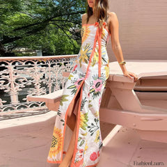 Strapless Split Floral Dress