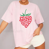 Strawberry Printed Cute Fruit Graphic T Shirt Pink / S