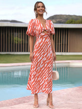 Stripe Pattern Cutout Long Dress OrangeRed / XS Dresses