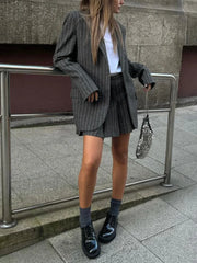 Stripe Pleated Graceful Mini Skirt Skirts