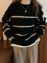 Striped Jumper Knit Sweater Black / ONE SIZE Sweaters