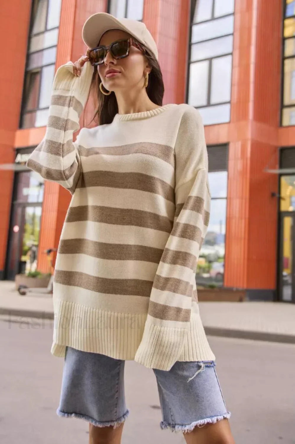 Striped Loose Knit Pullover Sweater