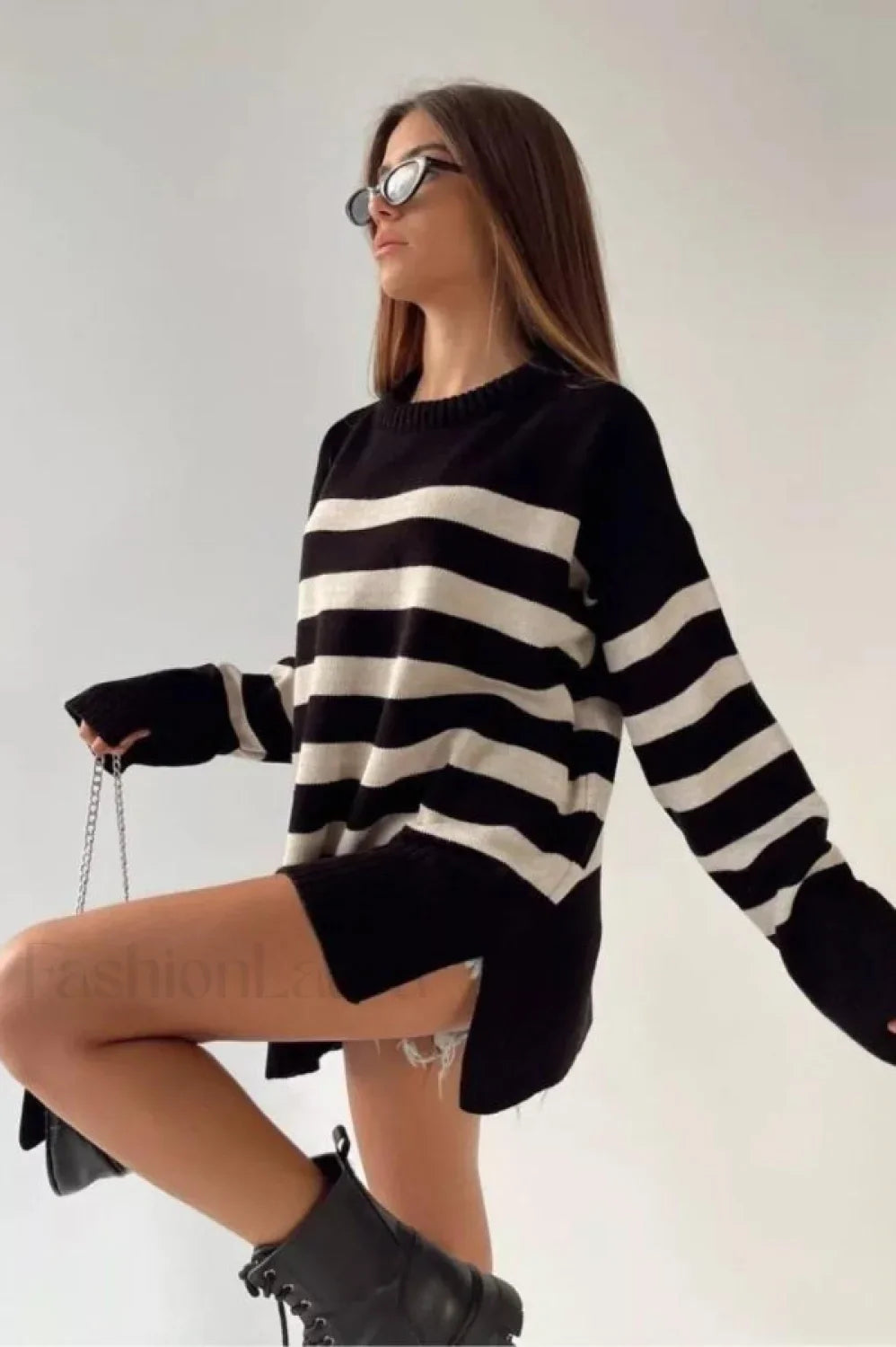 Striped Loose Knit Pullover Sweater