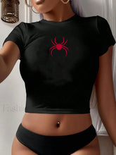 Summer Crop Red Spider Streetwear T Shirt Black / S