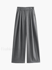 Tailored Pinstripe Graceful Wide Leg Pants Pants