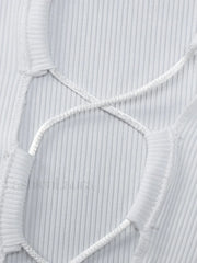 Tie Front Ribbed Long Sleeve Mini Dress Mini Dresses