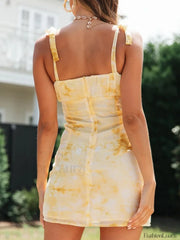 Tie Shoulder Ruched Bust Cami Dress Mini Dresses