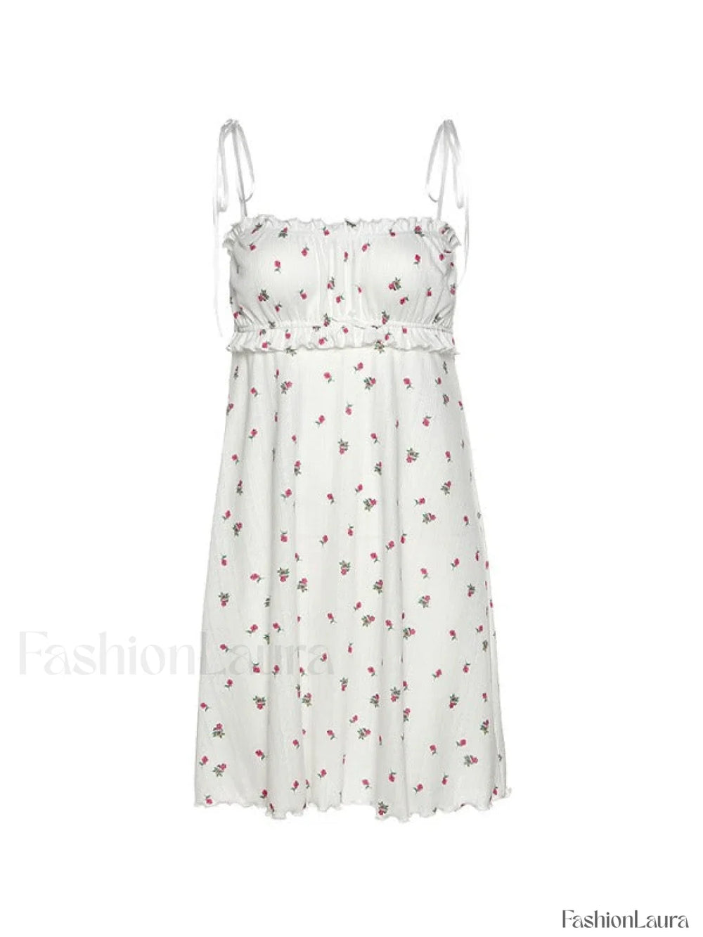 Tie Strap Frill Trim Floral Mini Dress Mini Dresses