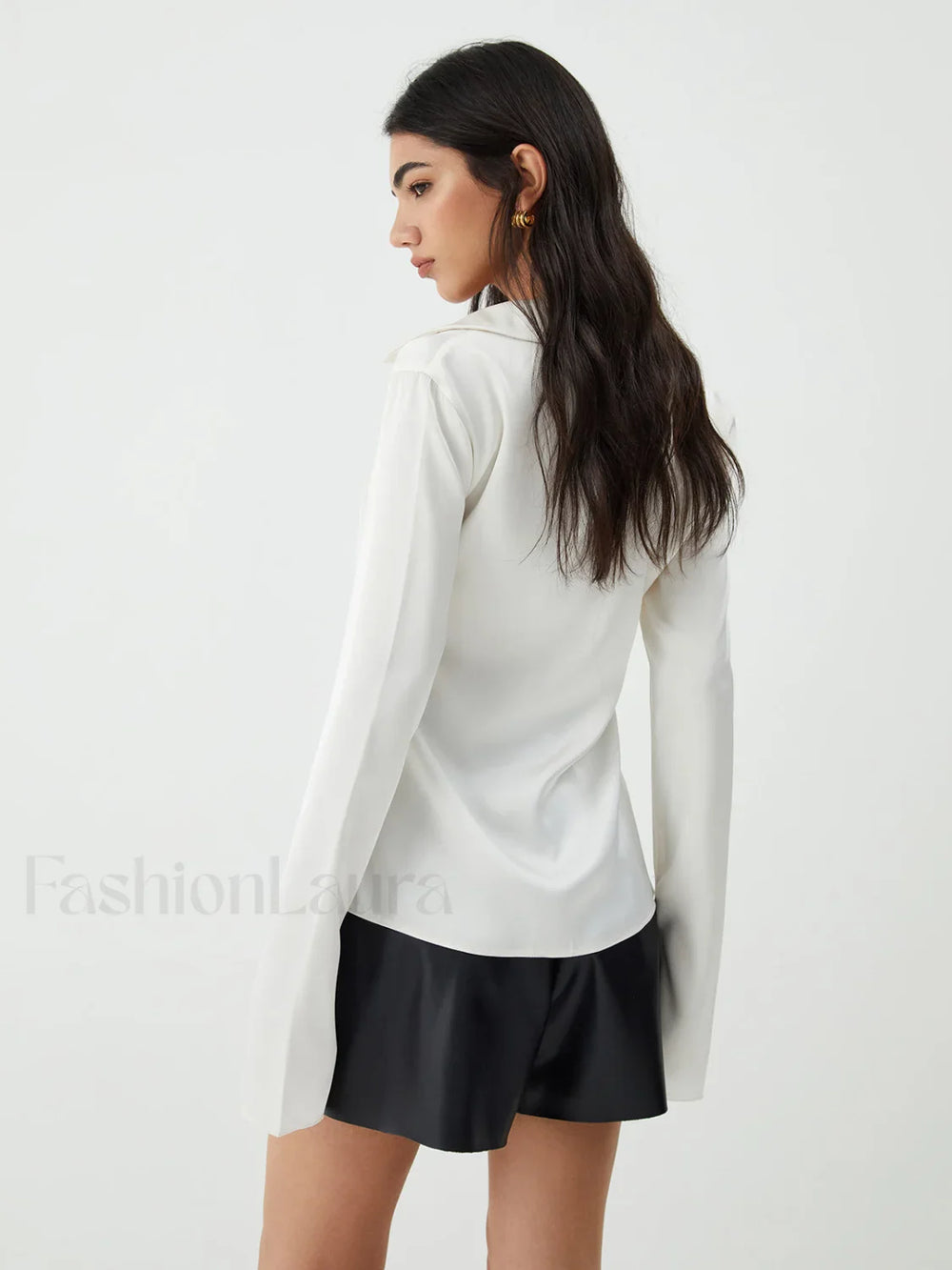 Tie Up V Neck Trendy Long Sleeve Blouse Blouses