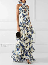 Tiered Hollow Shoulder Maxi Dress ASPICTURE / S