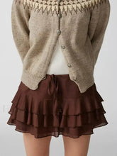 Tiered Ruffle Drawstring Mini Skirt