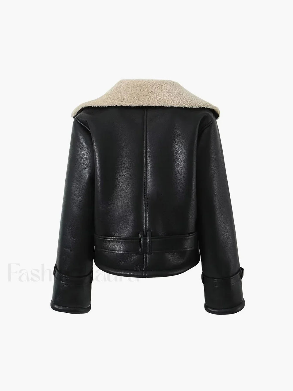 Too Blessed Sherpa Lined Modern Shearling Leather Flight Jacket Fleece Jackets