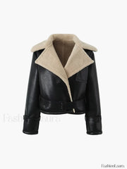 Too Blessed Sherpa Lined Modern Shearling Leather Flight Jacket Fleece Jackets
