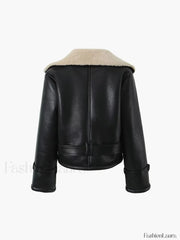 Too Blessed Sherpa Lined Modern Shearling Leather Flight Jacket Fleece Jackets