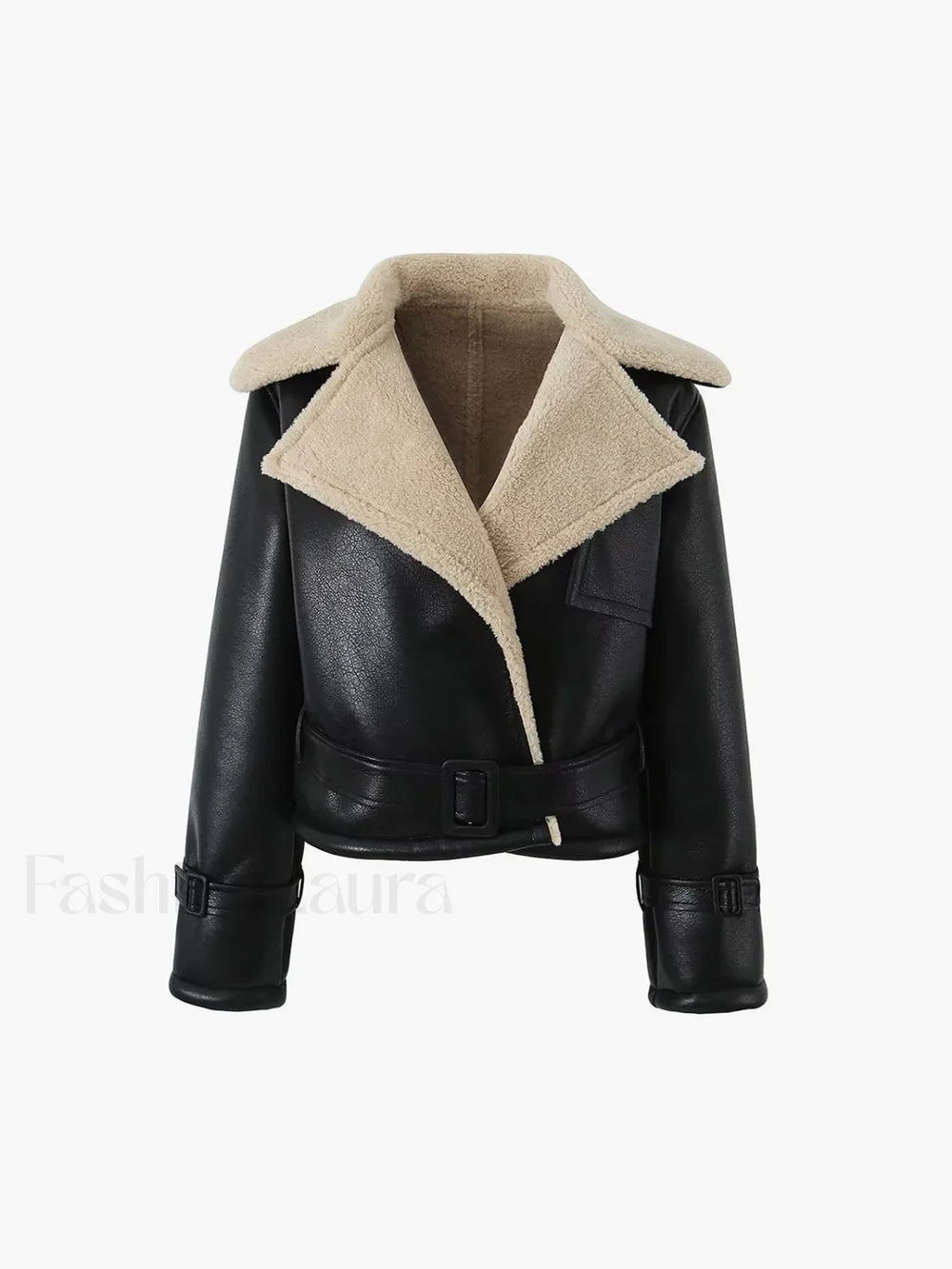 Too Blessed Sherpa Lined Modern Shearling Leather Flight Jacket Fleece Jackets