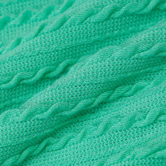 Trendy Sleeveless Round Neck Cable Knit Midi Dress Green Sweater Dresses