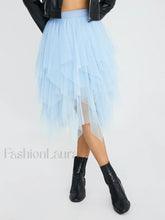 Tulle Multi Layer Mesh Skirt Blue / S