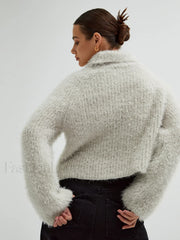 Turtleneck Charming Fuzzy Sweater Sweaters L