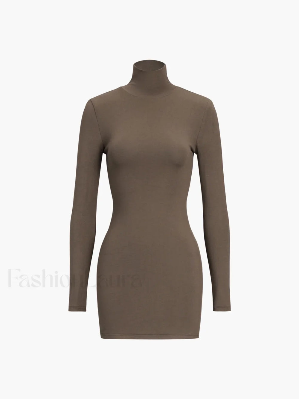 Turtleneck Open Back Trendy Long Sleeve Short Dress Dresses