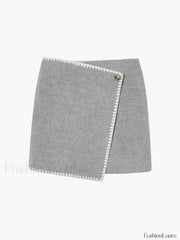 Tweed Contrast Graceful Trim Midi Skirt Skirts
