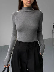 Two Tone Double Sided Modern Long Sleeve Knit Top Light Grey / XS Sweaters L