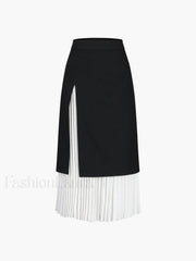 Two Tone Graceful Pleated Long Skirt Skirts