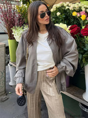 Utility Pockets Graceful Bomber Jacket Jackets