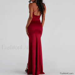 V High Slit Maxi Dress Red L / Red Formal Dresses
