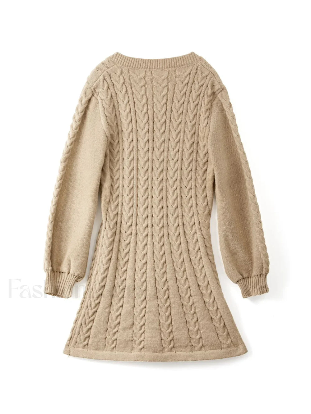 V Neck Cable Knit Long Sleeve Mini Dress Mini Dresses
