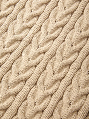 V Neck Cable Knit Long Sleeve Mini Dress Mini Dresses