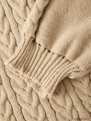 V Neck Cable Knit Long Sleeve Mini Dress Mini Dresses