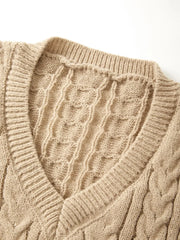 V Neck Cable Knit Long Sleeve Mini Dress Mini Dresses