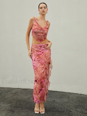 V Neck Crop Floral Trendy Print Cami Top Tank Tops & Camis