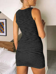 V Neck Cutout Knit Mini Dress Mini Dresses