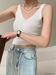 v neck rib Graceful tank top Tank Tops & Camis