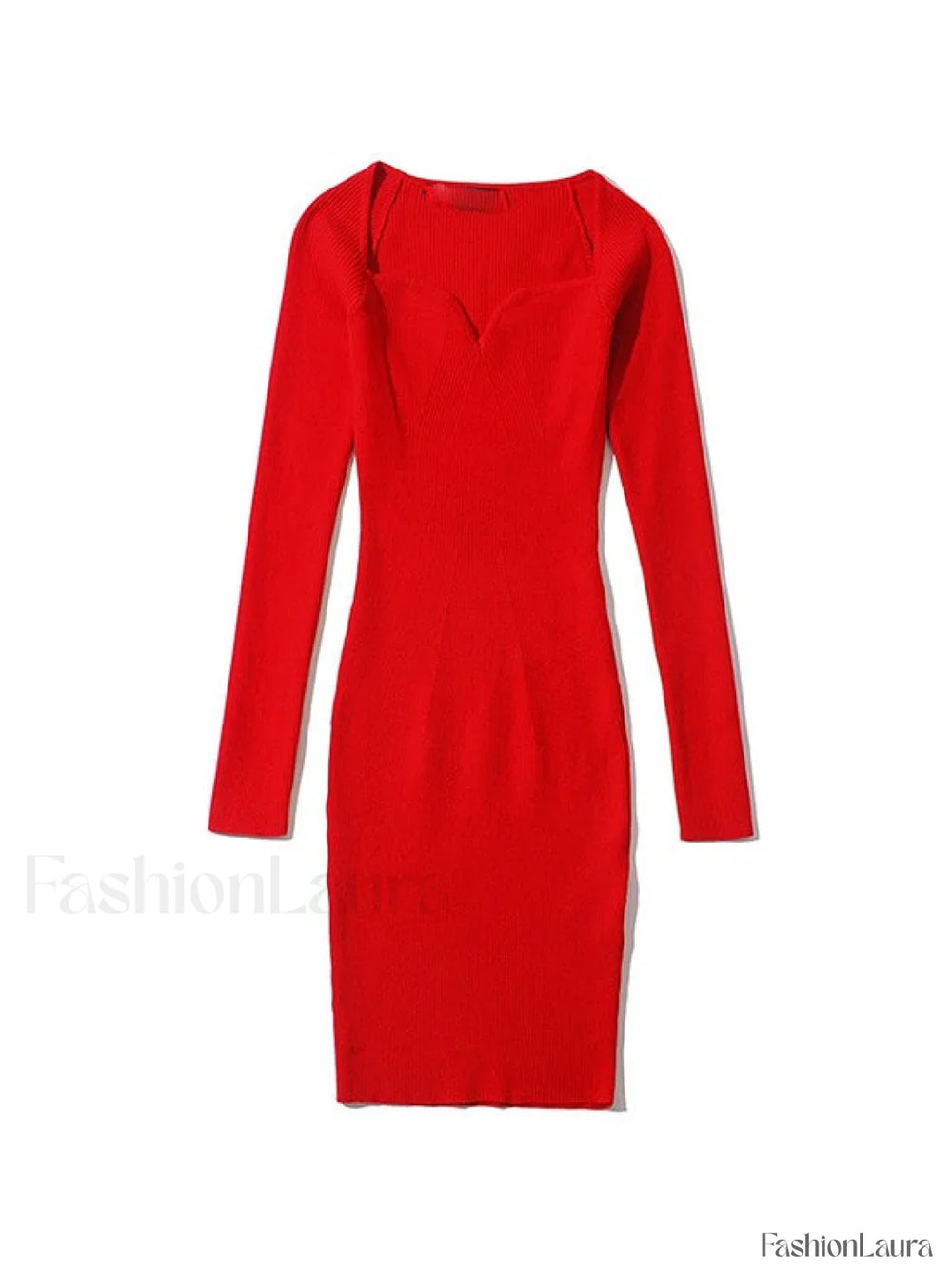 V Neck Ribbed Knit Long Sleeve Mini Dress Mini Dresses