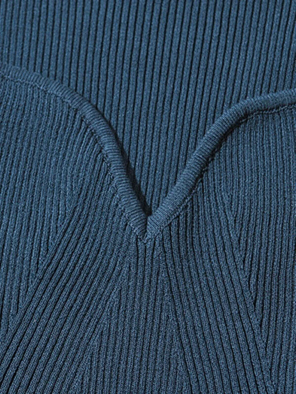 V Neck Ribbed Knit Long Sleeve Mini Dress Mini Dresses