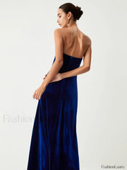 Velvet Bustier Graceful Tube Long Dress Dresses