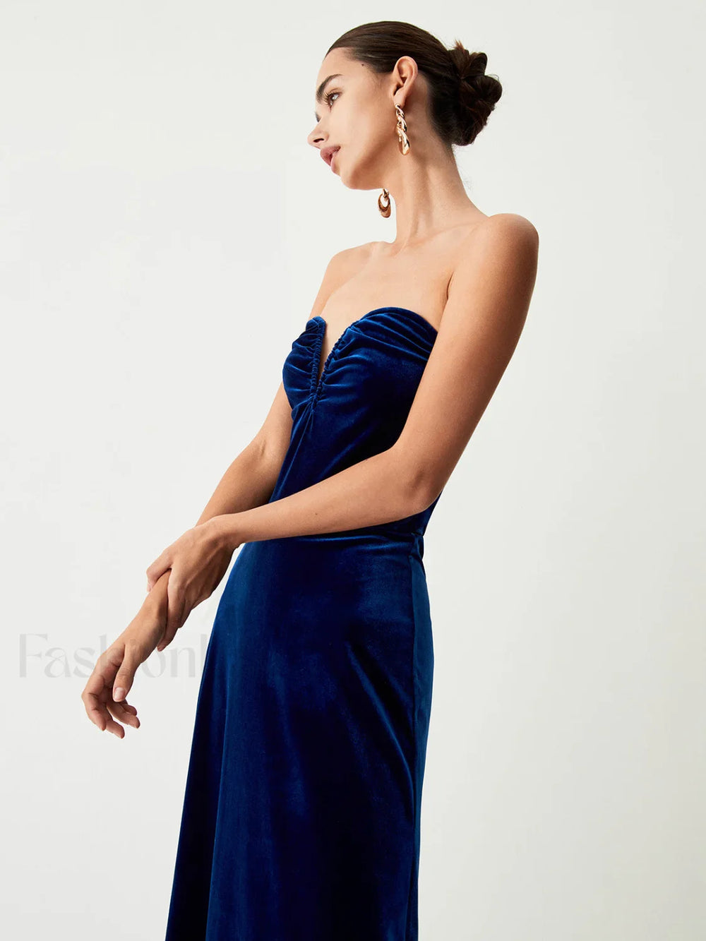 Velvet Bustier Graceful Tube Long Dress Dresses
