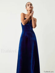 Velvet Bustier Graceful Tube Long Dress Dresses