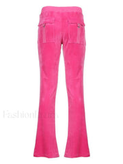 Velvet Solid Flare Leg Pants Pants