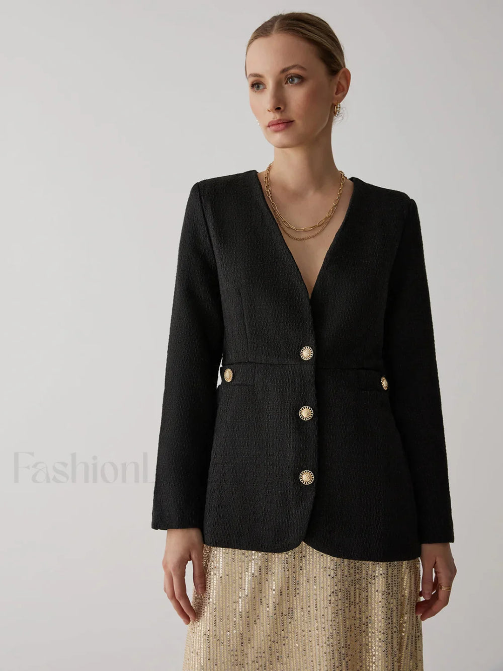 Vintage Black Graceful Tweed Blazer Blazers