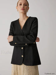 Vintage Black Graceful Tweed Blazer Blazers